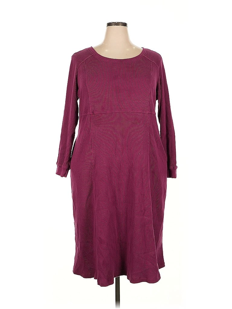 Woman Within Solid Burgundy Casual Dress Size 18 - 20 - photo 1