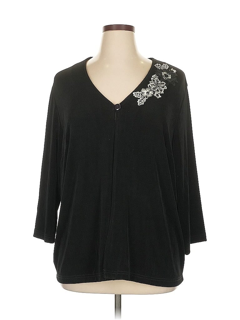 Pre-owned Coldwater Creek 3/4 Sleeve Blouse In Black