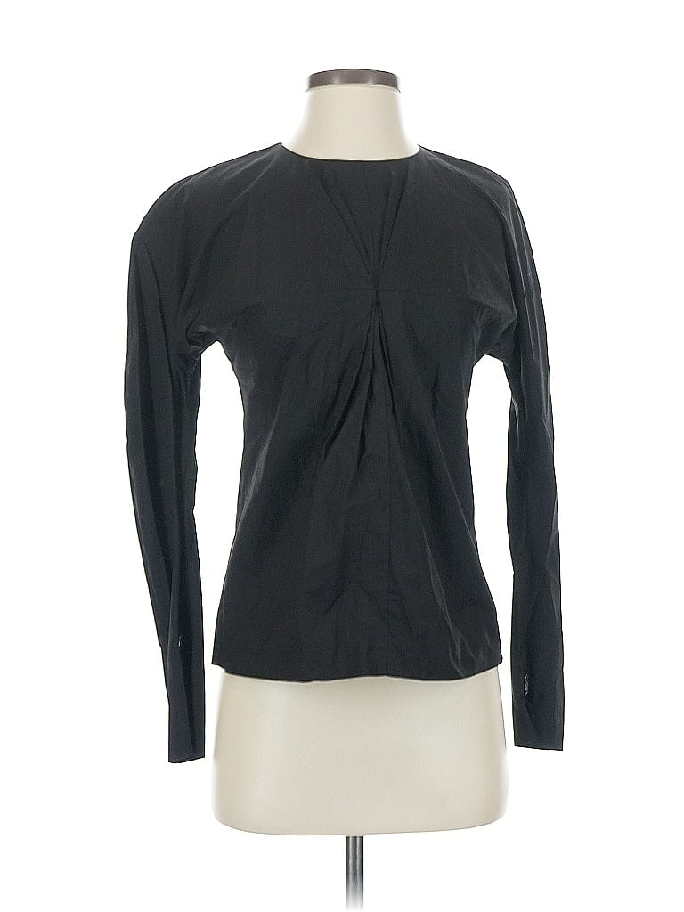 Pre-owned Calvin Klein Long Sleeve Top Black Crew Neck Tops
