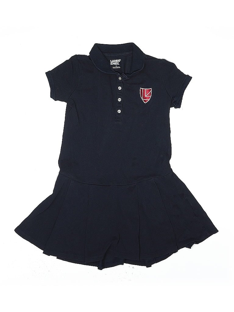 Pre-owned Lands' End Kids'  Dress In Blue