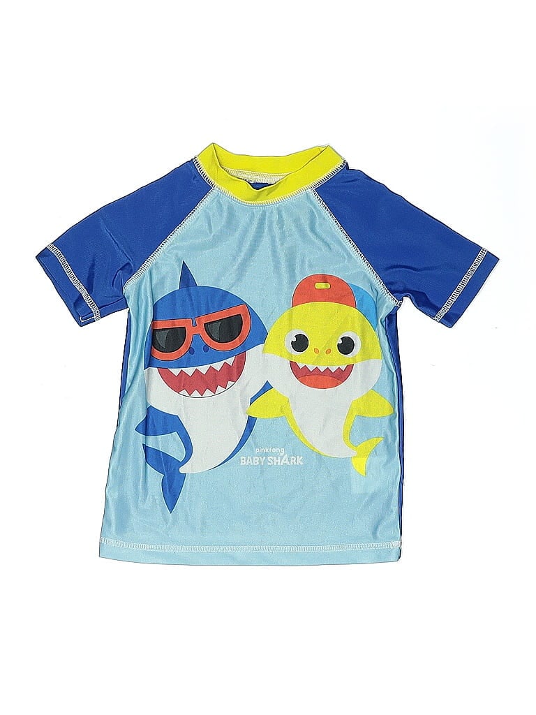 Pre-owned Pinkfong Kids' Short Sleeve Top Blue Crew Neck Tops