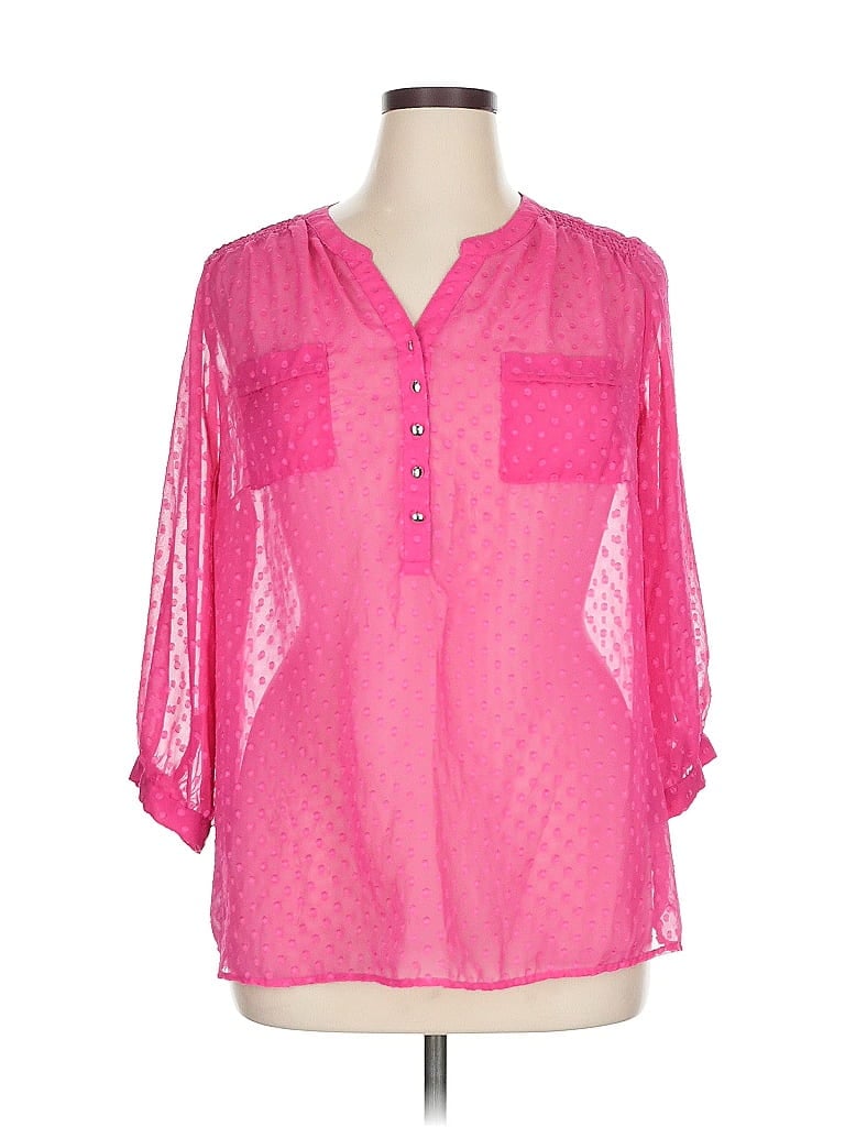 Pre-owned Cj Banks 3/4 Sleeve Blouse In Pink