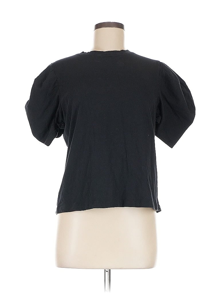 NLT Pre-owned Short Sleeve Top Black Solid Pattern Crew Neck Tops