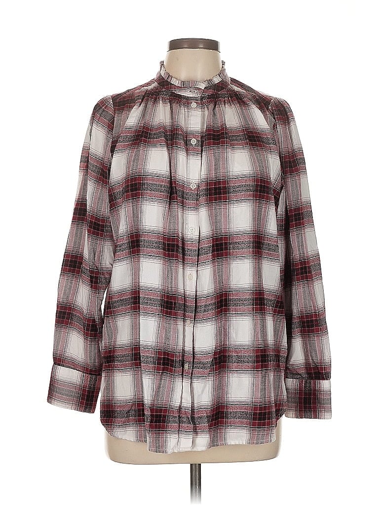 Pre-owned Ann Taylor Loft Long Sleeve Button Down Shirt In Burgundy