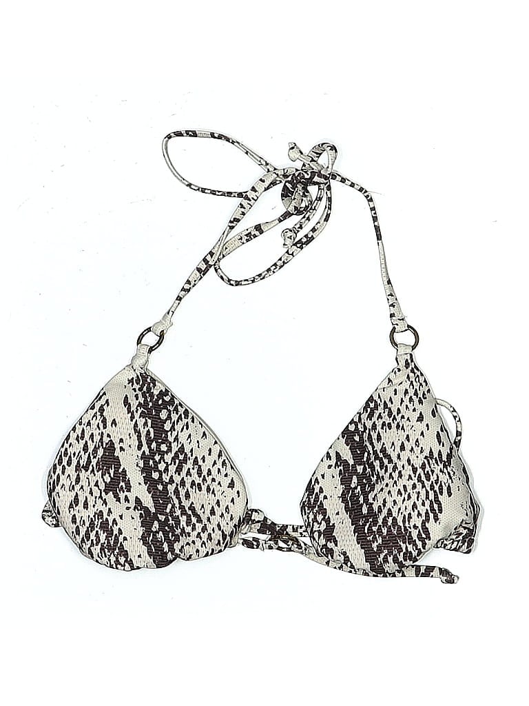 Pre-owned Bcbgmaxazria Swimsuit Top Brown Animal Print Pattern Swimwear