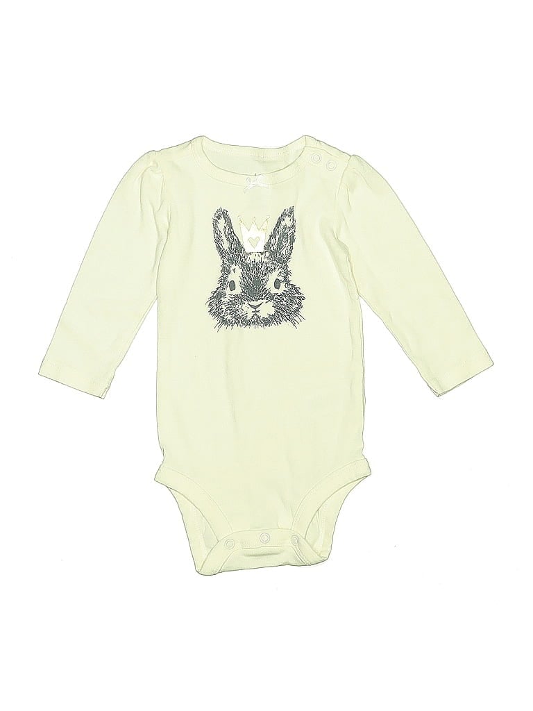 Pre-owned Baby B'gosh Babies' Long Sleeve Onesie In White