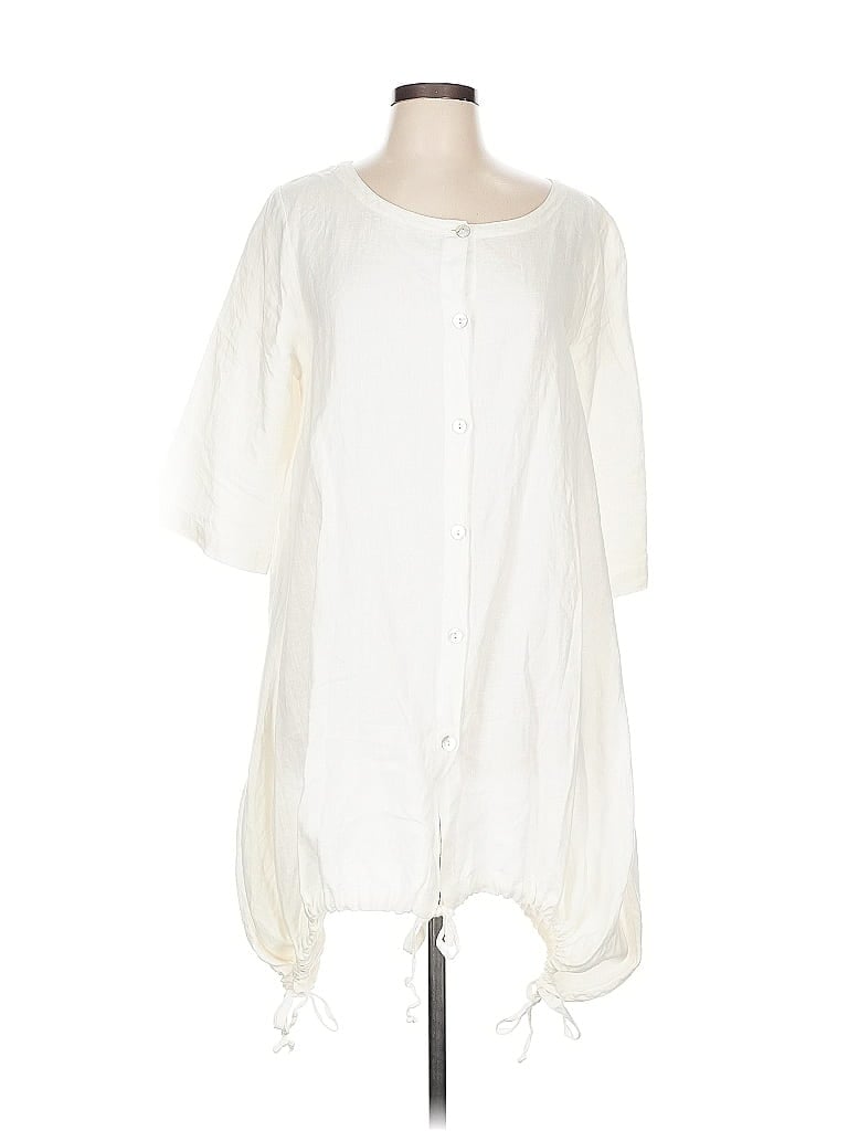 bryn WALKER 100% Linen White Ivory Casual Dress Size L (estimated) - photo 1
