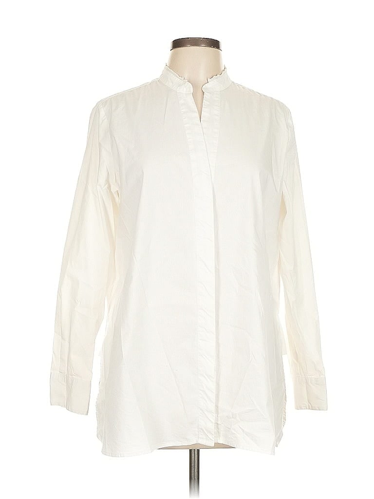 Pre-owned Marled By Reunited Long Sleeve Blouse In White
