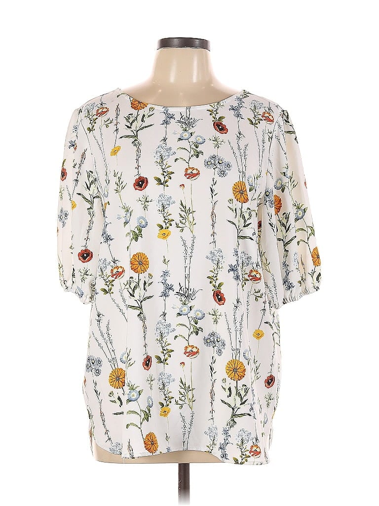 Pre-owned Remade Short Sleeve Blouse In White