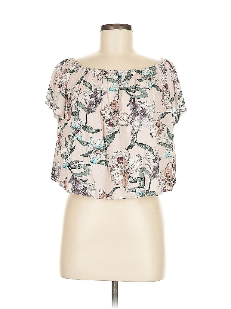 Pre-owned Bp. Short Sleeve Blouse In White