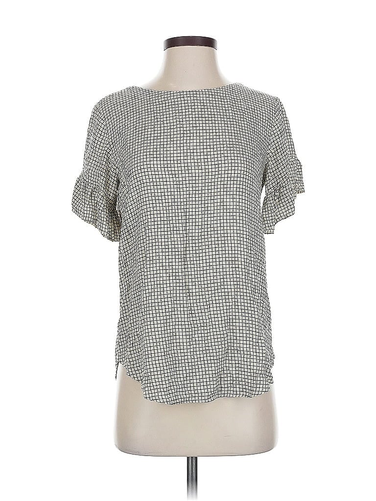 Pre-owned Ann Taylor Loft Short Sleeve Top Gray Square Neckline Tops