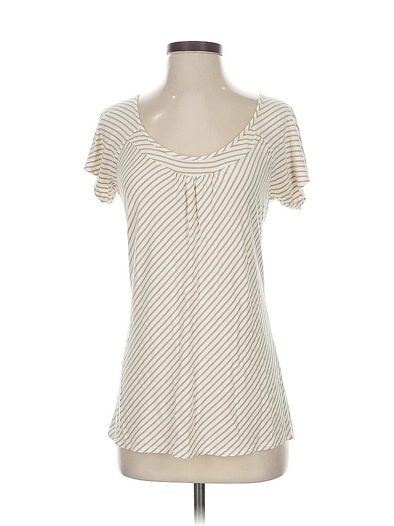 Pre-owned Emma James Short Sleeve Top Ivory Sweetheart Neckline Tops In White