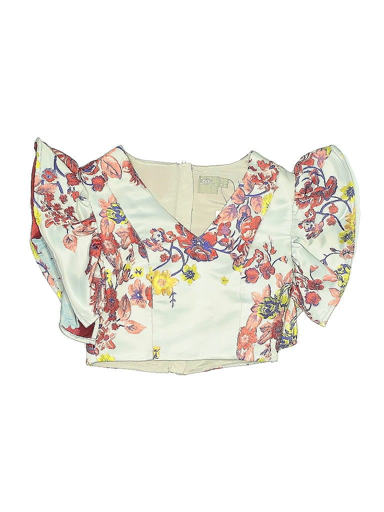 Asos Design Short Sleeve Blouse In Multi