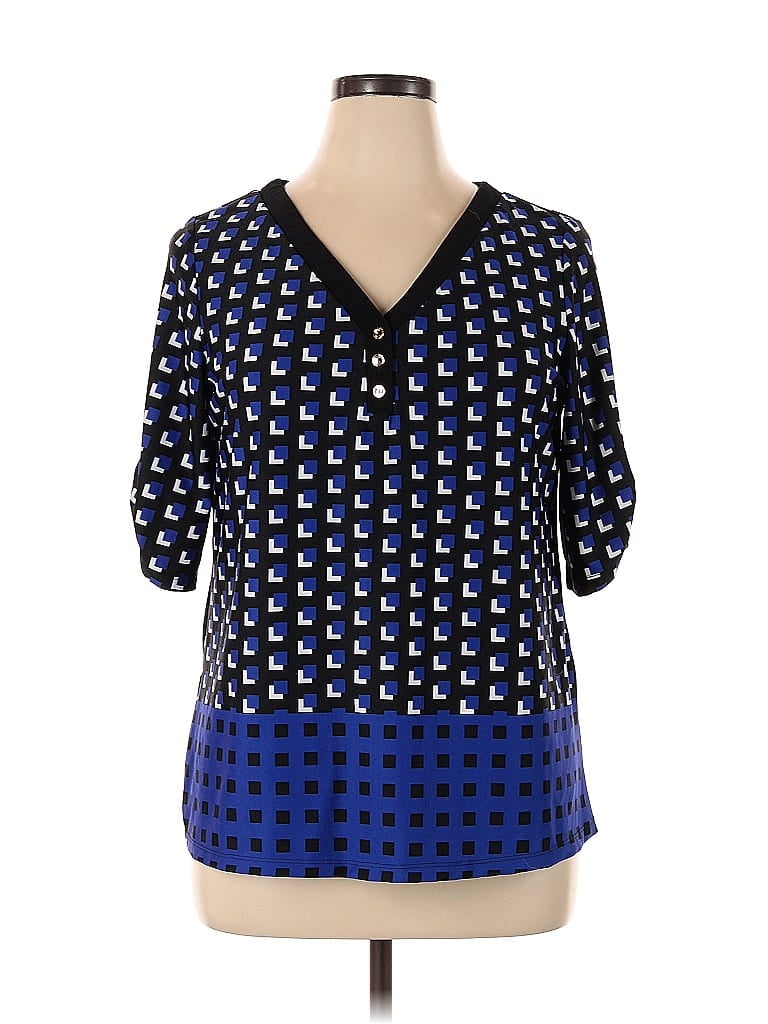 Pre-owned Assorted Brands 3/4 Sleeve Blouse In Blue