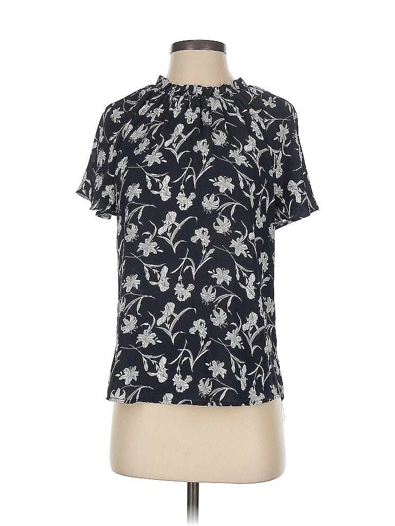 Pre-owned Ann Taylor Short Sleeve Blouse In Black