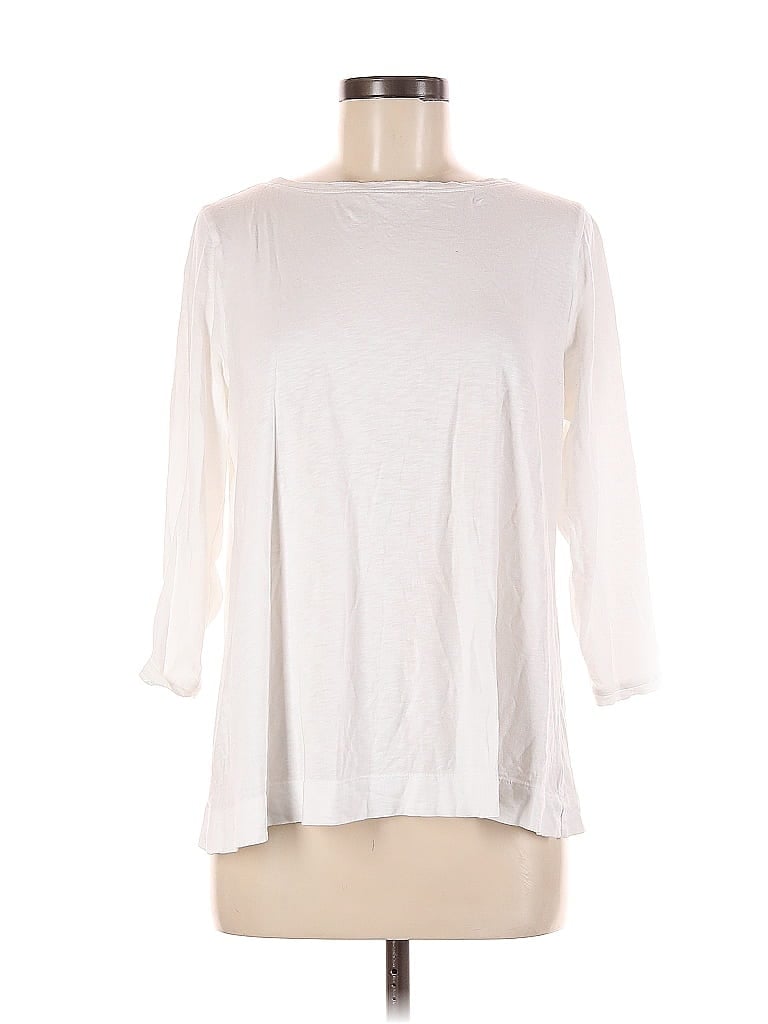 Pre-owned Purejill 3/4 Sleeve Top Ivory Boatneck Tops In White
