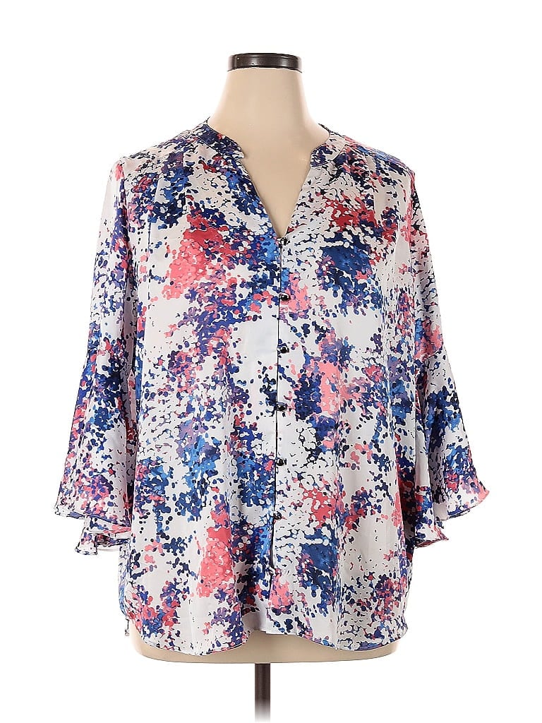 Pre-owned Tahari By Asl 3/4 Sleeve Blouse In Blue