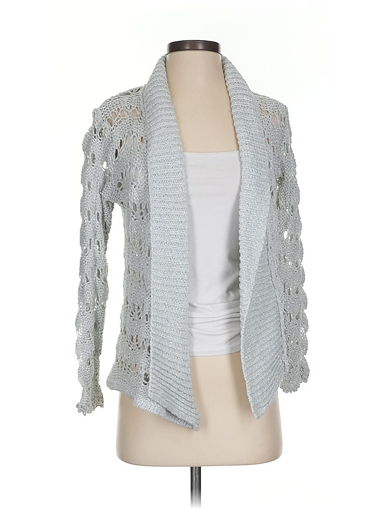 Pre-owned Assorted Brands Cardigan Sweater In Silver