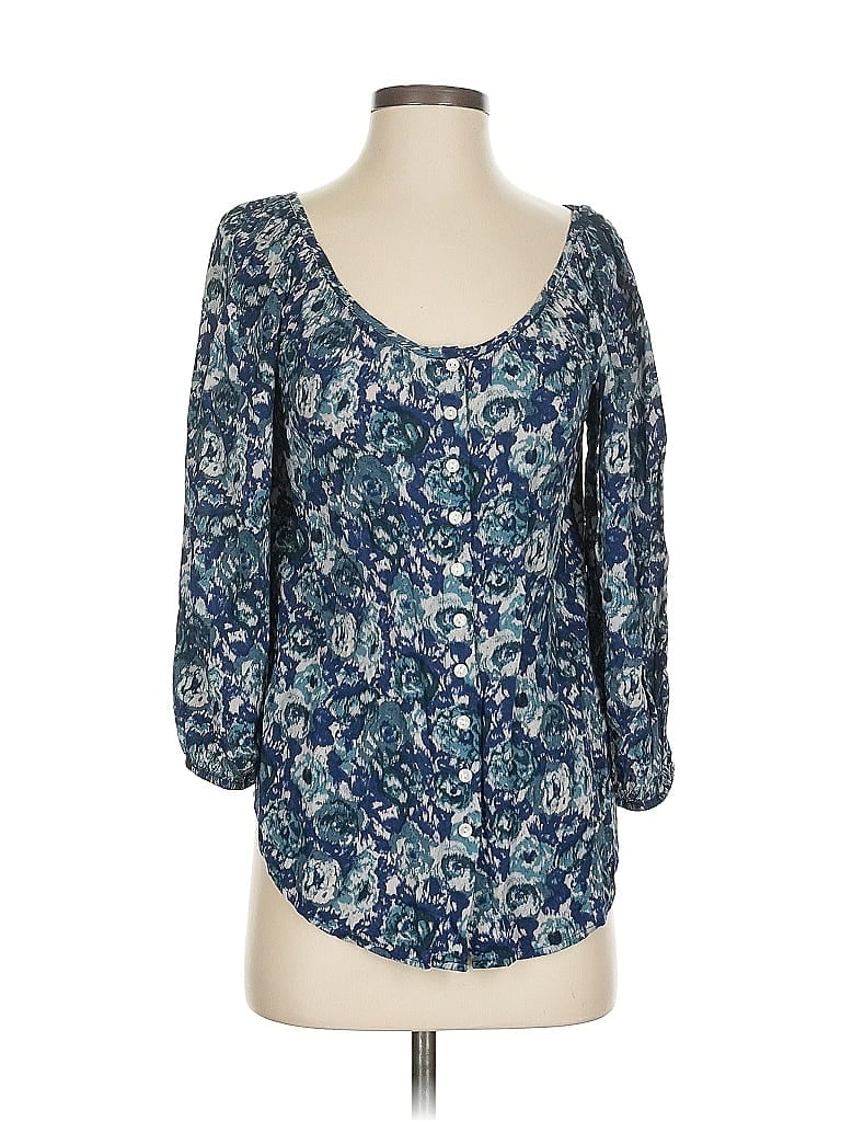 Pre-owned Lucky Brand 3/4 Sleeve Blouse In Blue