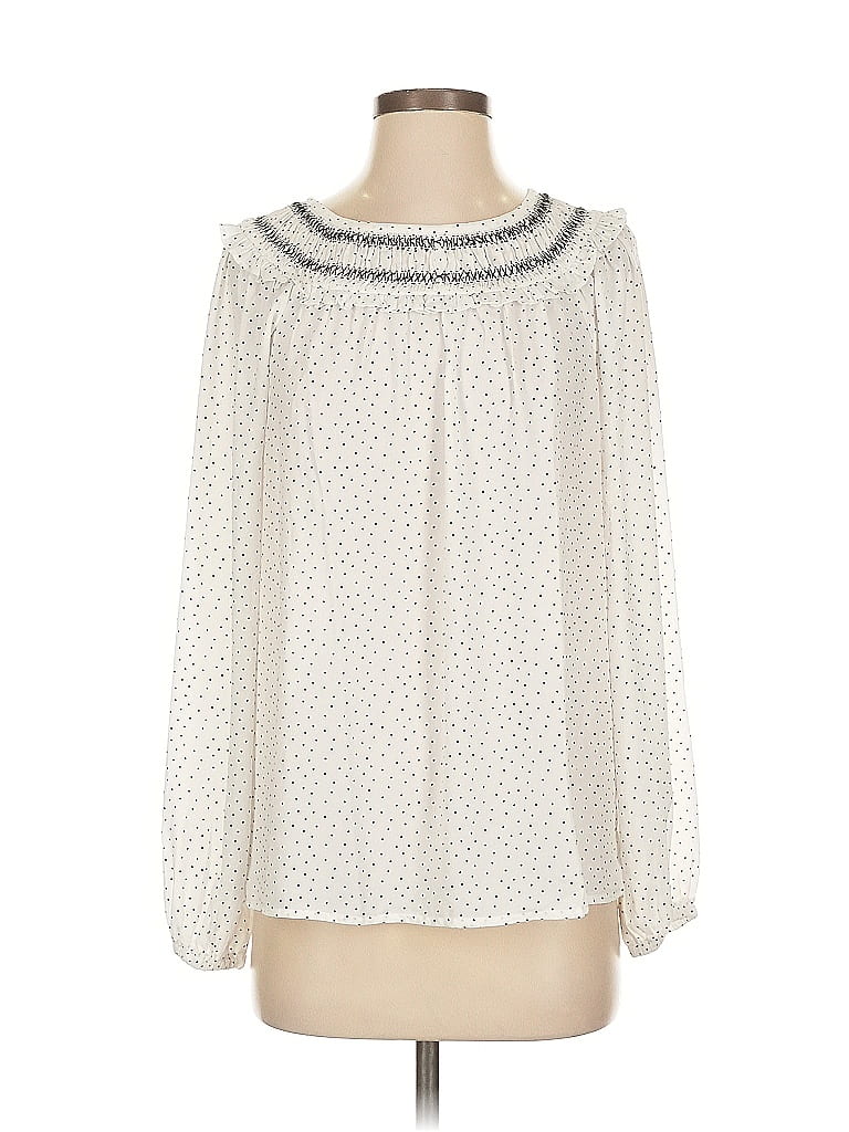 Pre-owned Ann Taylor Loft Long Sleeve Blouse In White