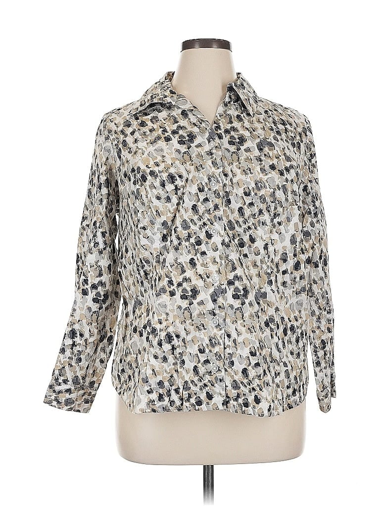 Pre-owned Cj Banks 3/4 Sleeve Button Down Shirt In Silver