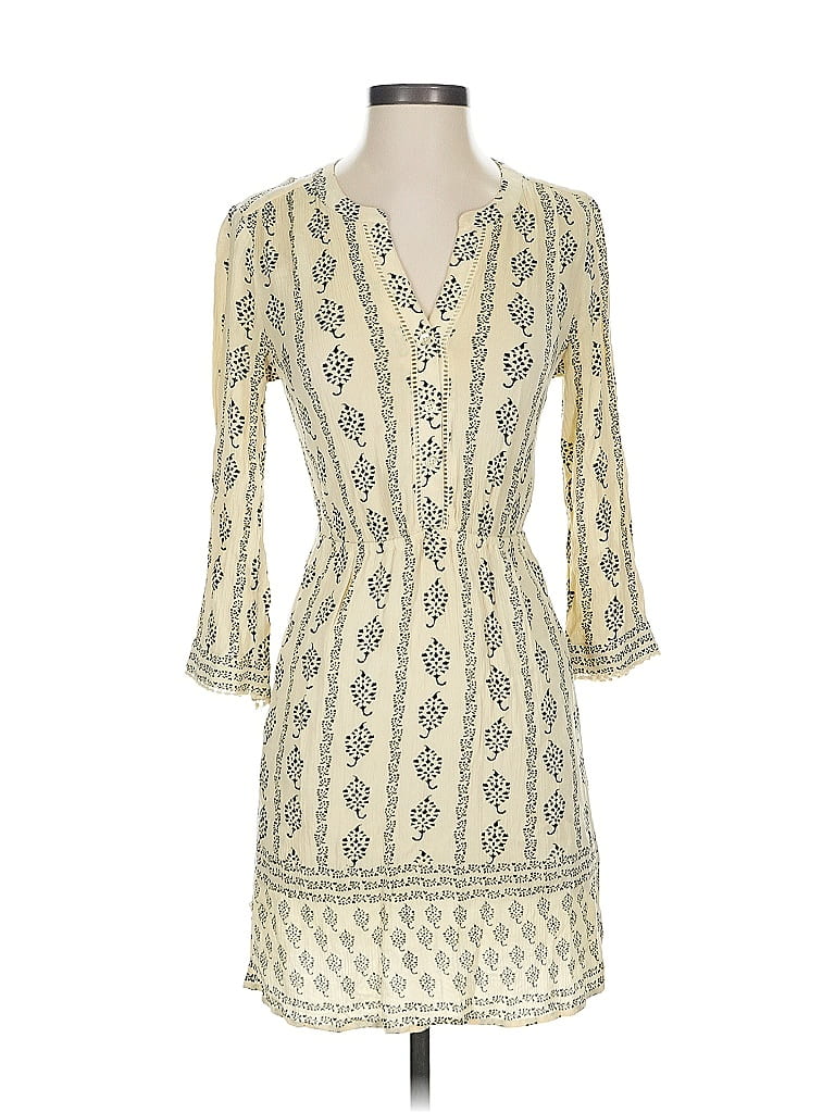 Ann Taylor LOFT 100% Rayon Paisley Ivory Casual Dress Size XS (petite) - photo 1