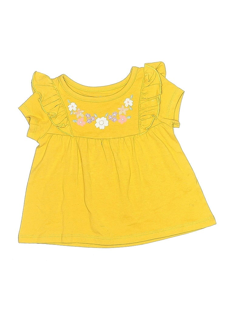 Pre-owned Assorted Brands Babies' Short Sleeve Top Yellow Ruffles Neckline Tops