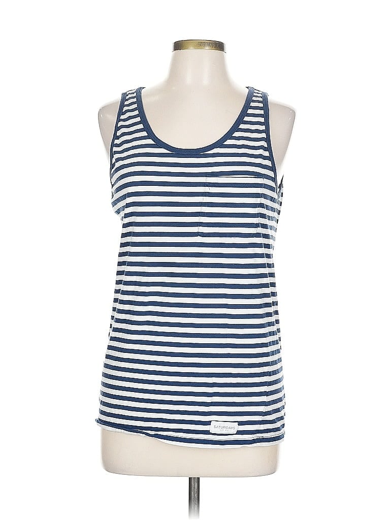 Pre-owned Saturdays New York City Tank Top Blue Halter Neckline Tops