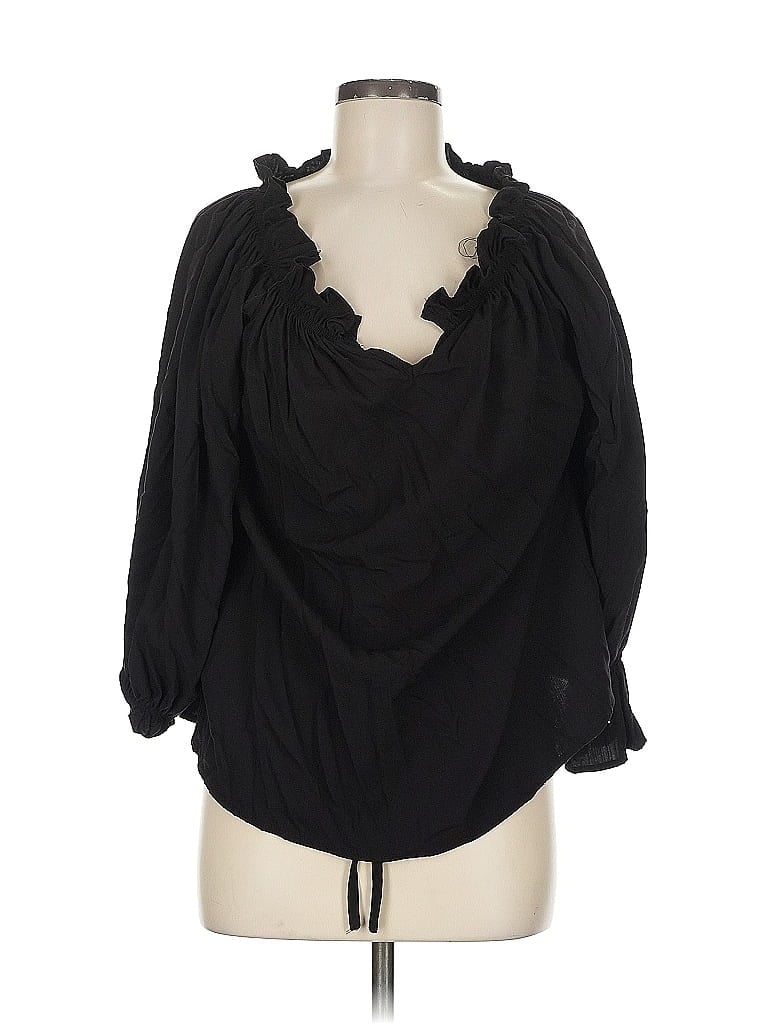 Pre-owned Unbranded 3/4 Sleeve Blouse In Black