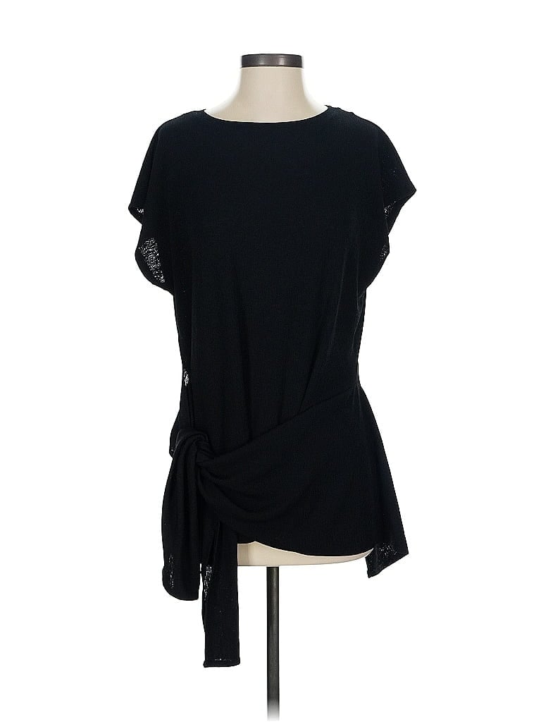 Pre-owned Zara Basic Short Sleeve Top Black One Shoulder Neckline Tops
