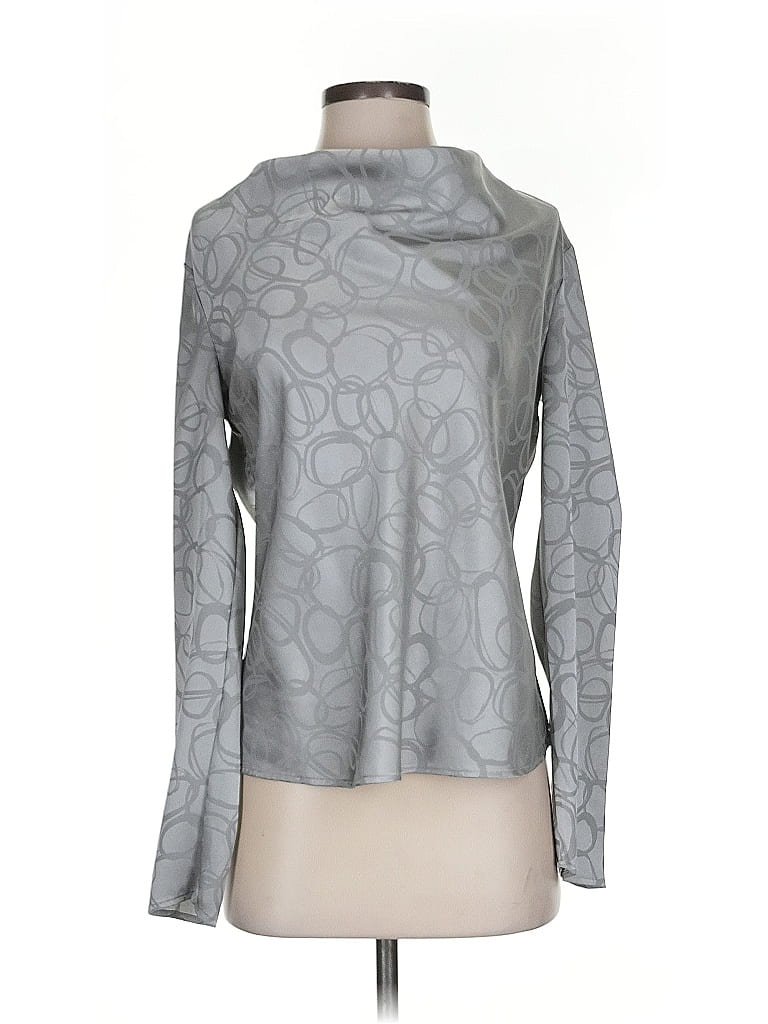 CALVIN KLEIN Pre-owned Long Sleeve Top Teal Cowl Neck Tops In Blue