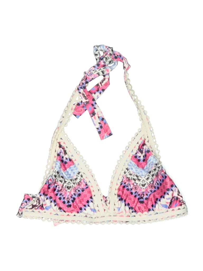 Pre-owned Becca By Rebecca Virtue Swimsuit Top Pink Tweed Pattern Swimwear