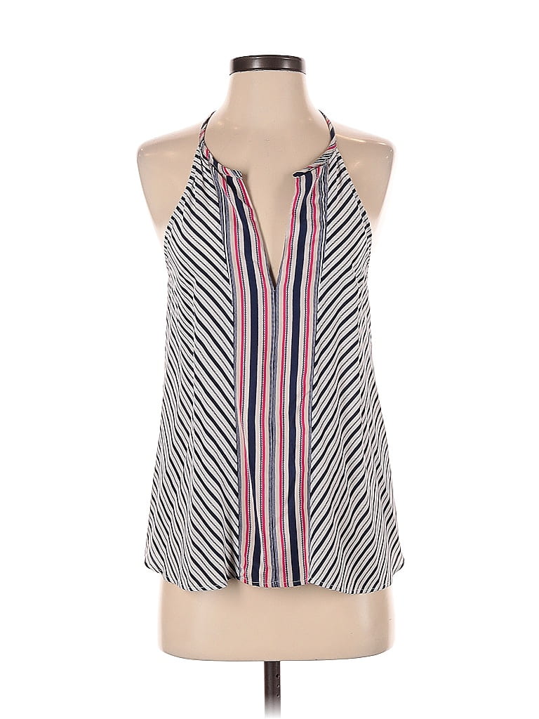 Click to view more detailed imagery on our partner's website Pre-owned Joie Sleeveless Silk Top Gray Halter Neckline Tops