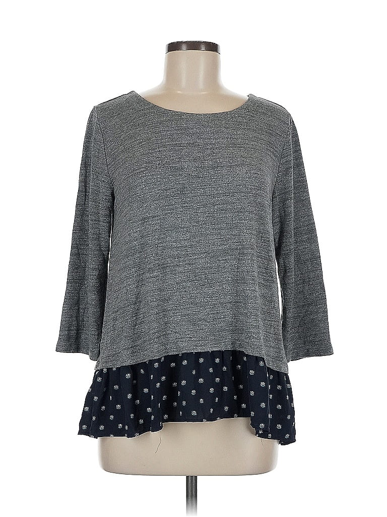 Pre-owned Ann Taylor Loft 3/4 Sleeve T-shirt In Gray