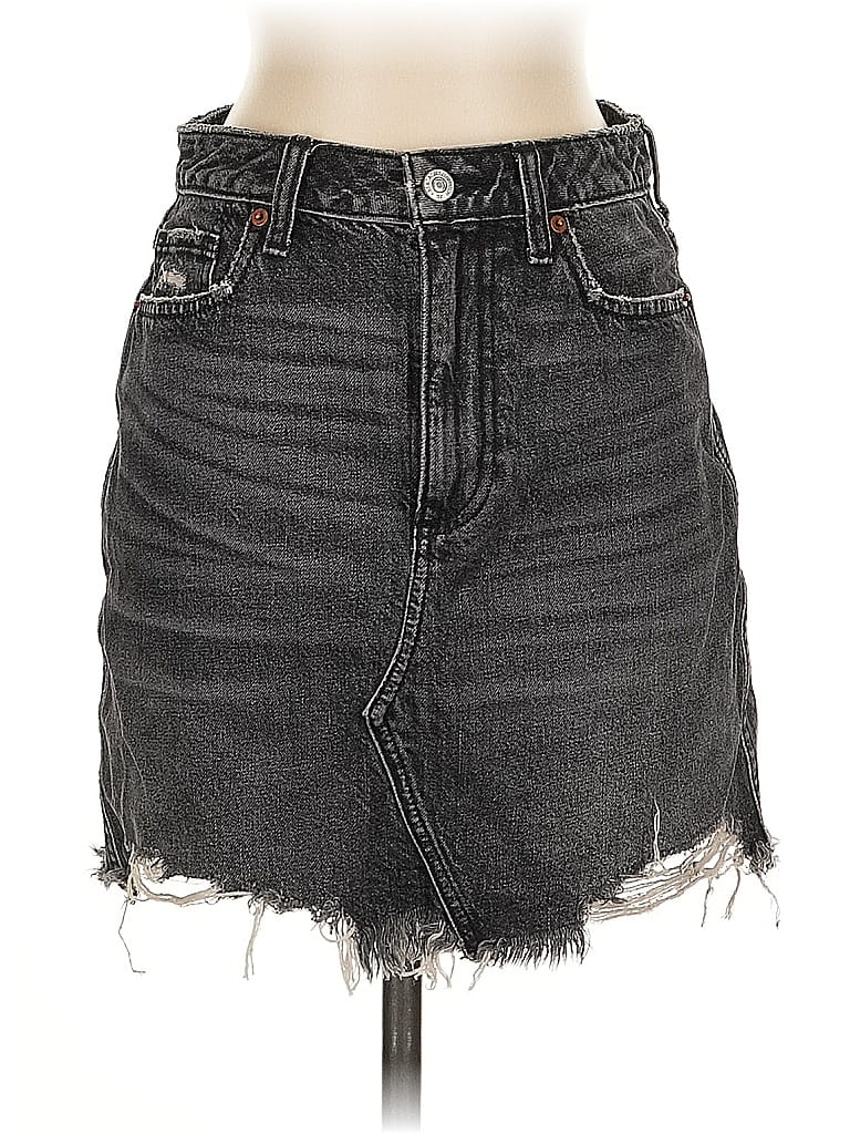 Pre-owned Abercrombie & Fitch Denim Skirt In Gray