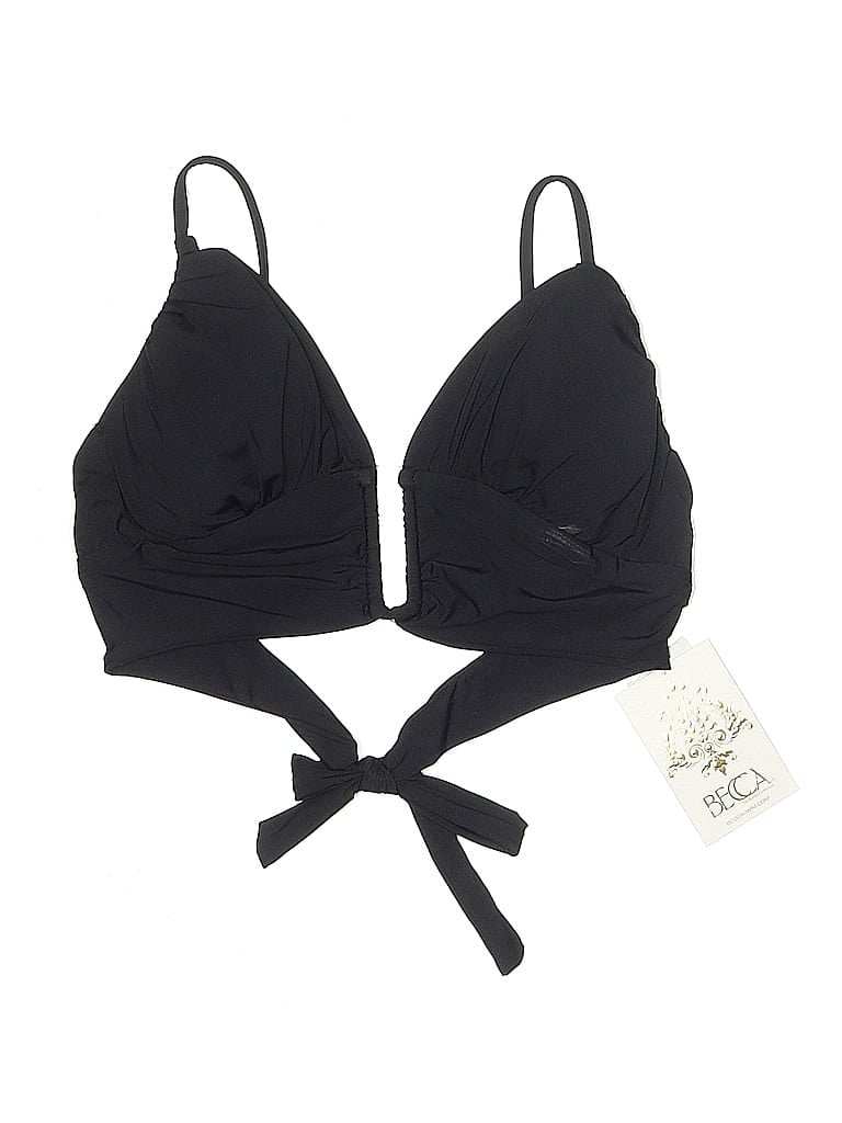 Pre-owned Becca Swimsuit Top Black Solid Pattern Swimwear