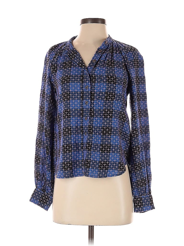Pre-owned Pilcro Long Sleeve Blouse In Blue