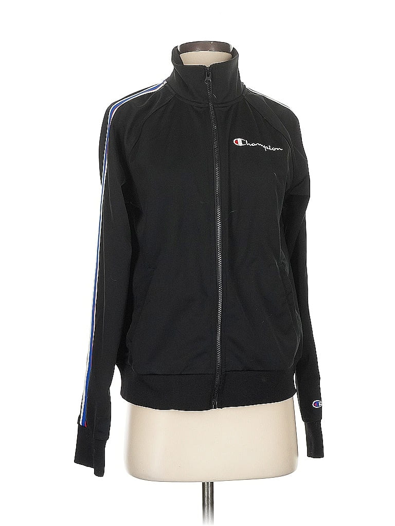 Pre-owned Champion Zip Up Hoodie In Black