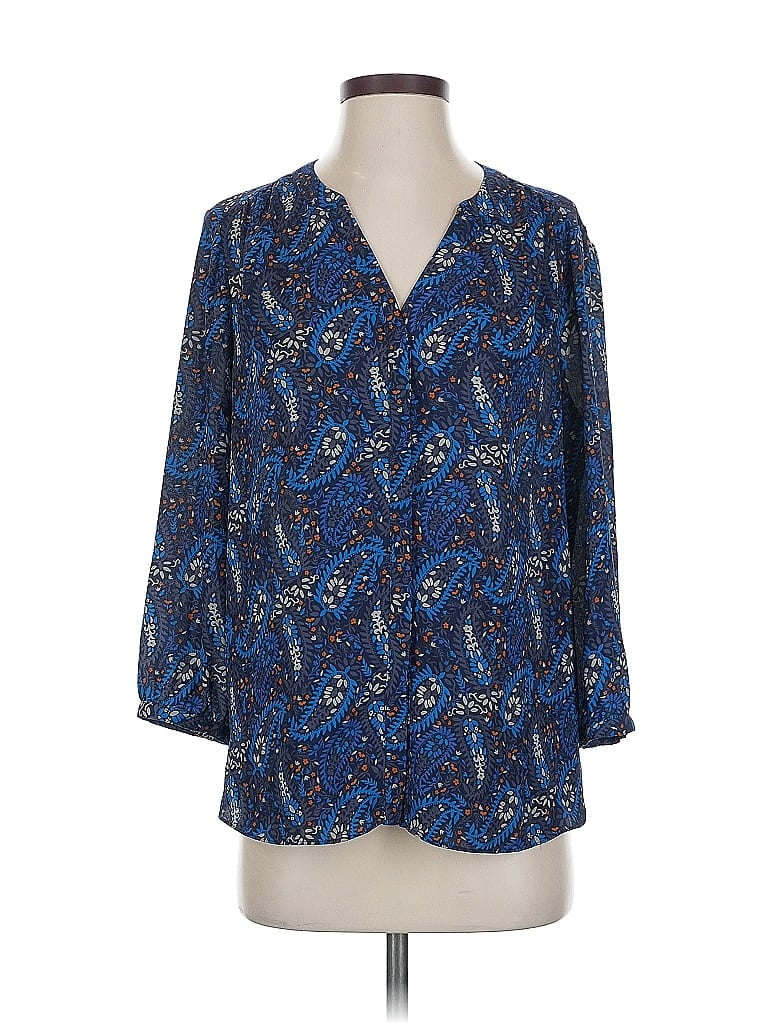 Pre-owned Nydj 3/4 Sleeve Blouse In Blue