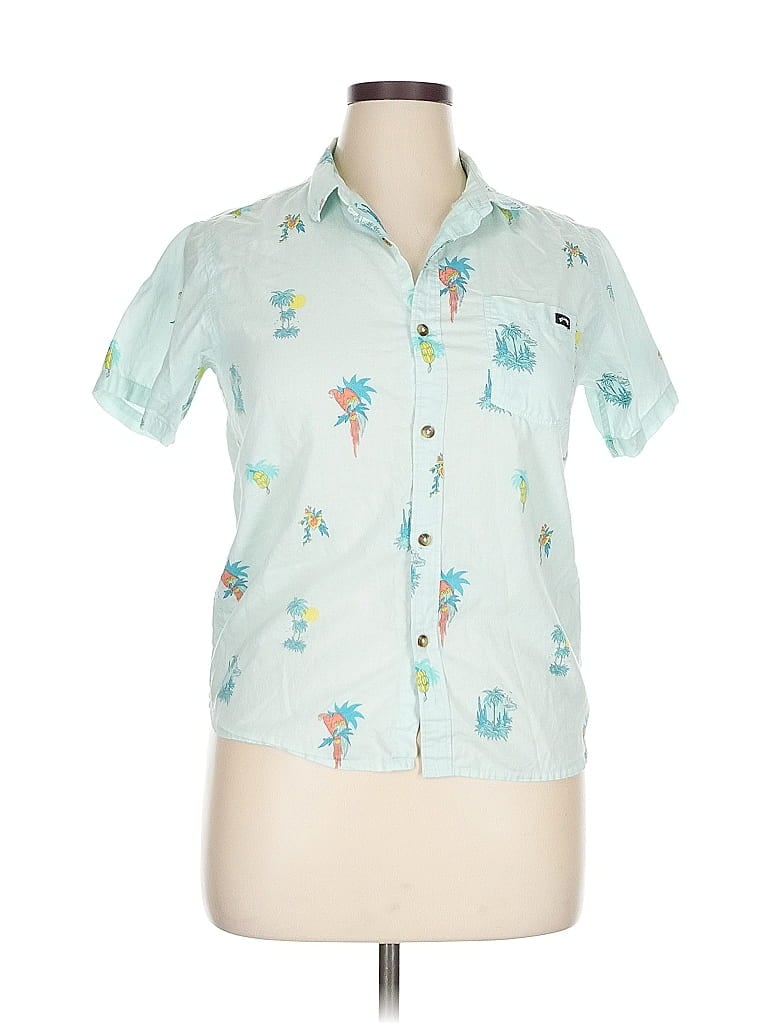 Pre-owned Billabong Short Sleeve Button Down Shirt In Blue