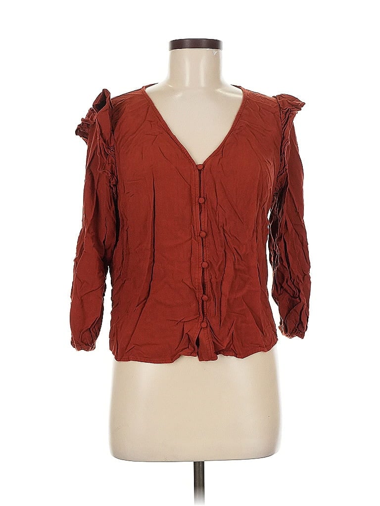 Pre-owned Universal Thread 3/4 Sleeve Blouse In Burgundy