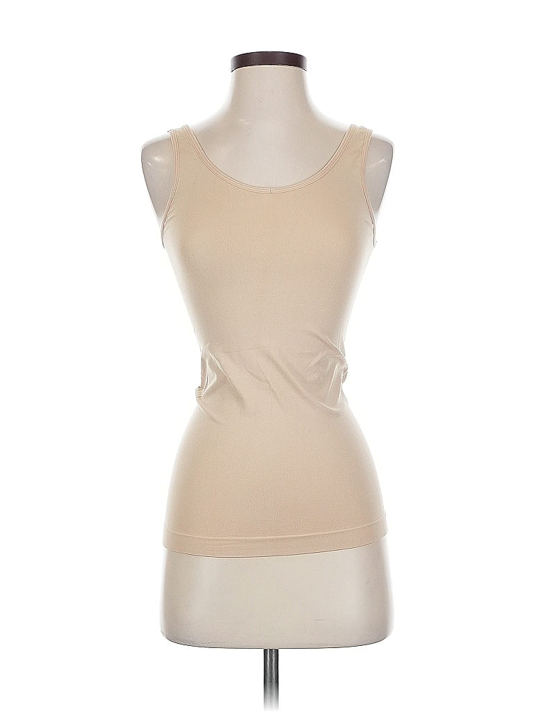 Pre-owned Shimera Tank Top Tan Strapless Neckline Tops In Brown