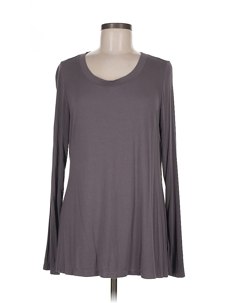 LOGO by Lori Goldstein Gray Long Sleeve T-Shirt Size M - photo 1