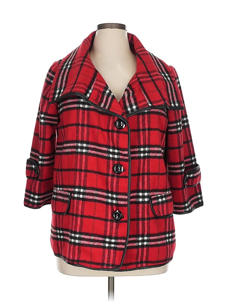 For Cynthia Plaid Red Coat Size XL - photo 1