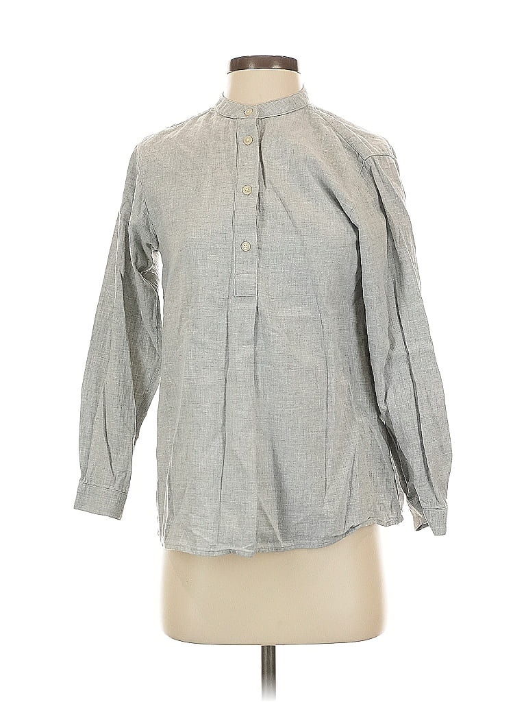 Pre-owned Uniqlo 3/4 Sleeve Blouse In Gray