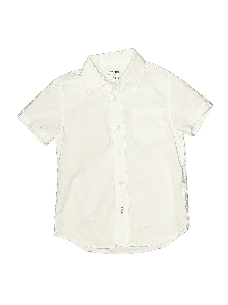 Pre-owned Crewcuts Kids' Short Sleeve Button Down Shirt In White