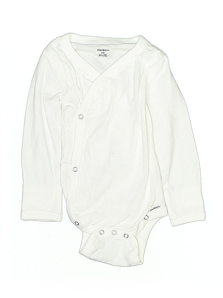 Pre-owned Gerber Babies' Long Sleeve Top Ivory Tops In White