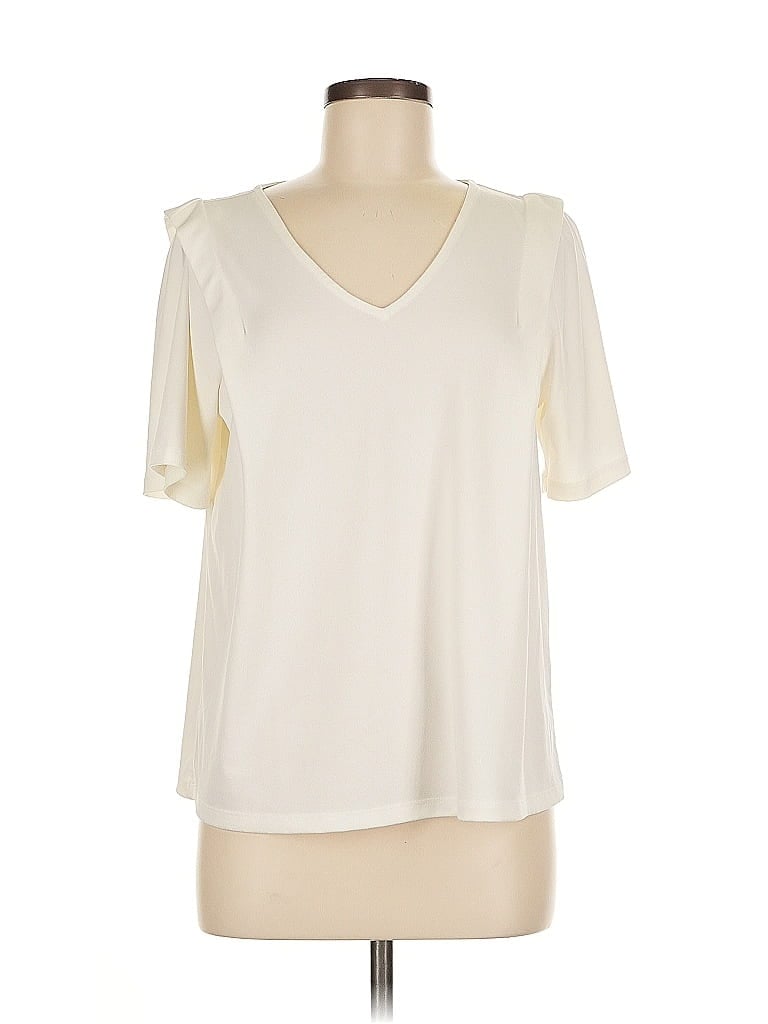 Pre-owned Banana Republic Factory Store Short Sleeve Blouse In White