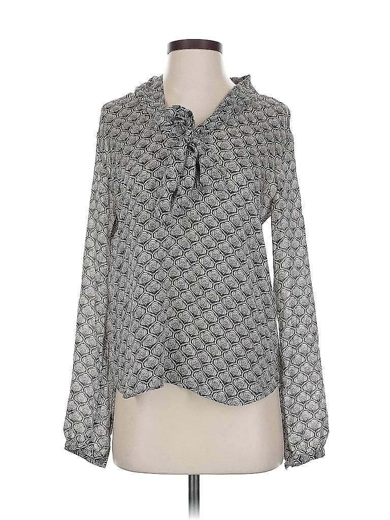 Pre-owned Ann Taylor Loft Long Sleeve Blouse In Gray