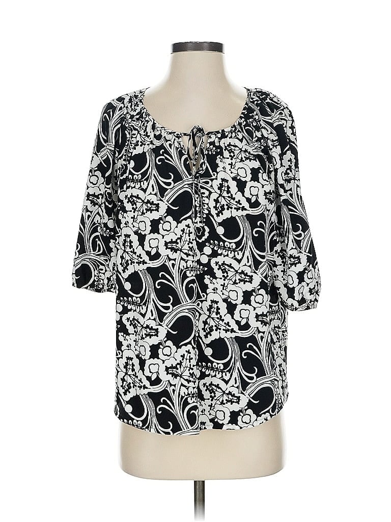 Pre-owned Ann Taylor Loft 3/4 Sleeve Blouse In Black